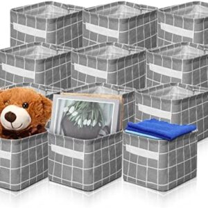 12 Pcs Small Fabric Storage Baskets Collapsible Storage Bin Foldable Cloth Cubes Bin Waterproof Bathroom Storage Bins Organizer Containers with Handles for Home Office Kids Toys, 7.9 x 6.3 x 5.1 Inch